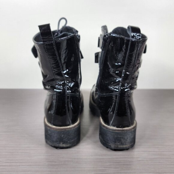 Shellys London Tyra Combat Boots Black Patent Leather, Womens Size 38 (US 7.5-8) - Picture 5 of 13